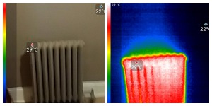 side by side of photo and thermal of working Rad