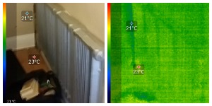 side by side photo and thermal image of non working Rad