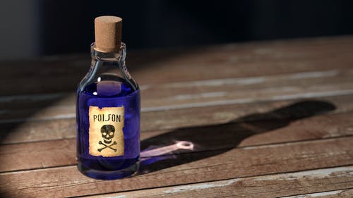 bottle with poison label