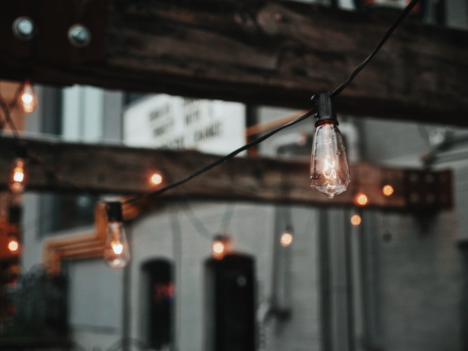 Outdoor lights on a wire