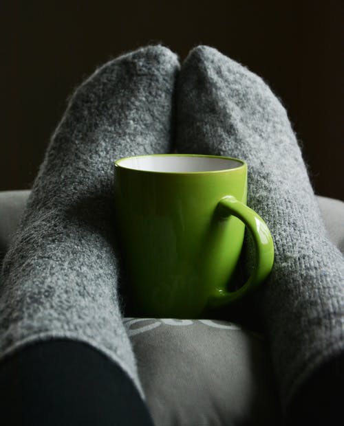 Warm feet and a cup